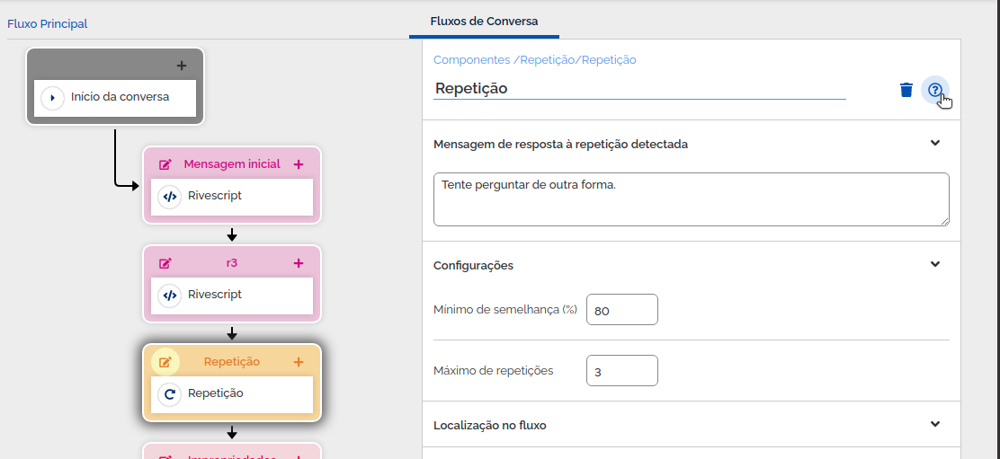 Alterar as configuracaoes do componente